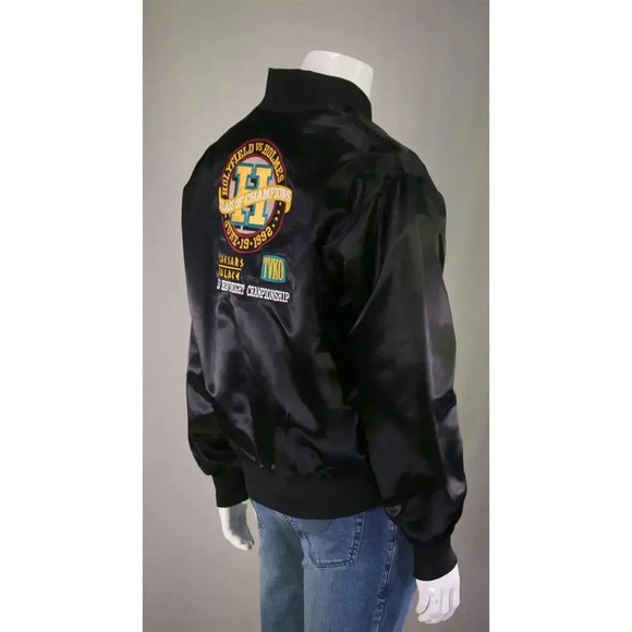Holyfield vs. Holmes 1992 Caesars Palace Vintage Black Satin Bomber Jacket XL - Picture 5 of 8